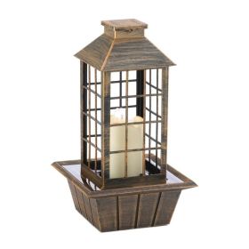 Gallery of Light LED Candle Lantern Tabletop Water Fountain - Brushed Bronze
