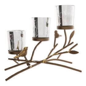 Gallery of Light Birds and Branches Triple Tealight Candle Holder