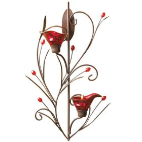 Accent Plus Red Calla Lily Wall Candle Holder