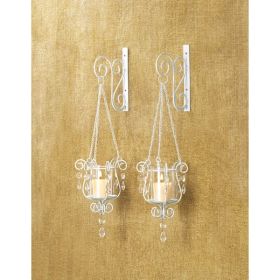 Accent Plus Beaded Pendant Wall Candle Holder Pair