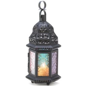 Accent Plus Multi-Colored Glass Moroccan Candle Lantern - 10 inches