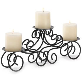 Accent Plus Wrought Iron Scroll Triple Candle Holder