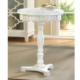 Accent Plus Wood Cutwork Round Pedestal Table