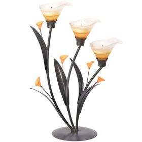 Accent Plus Three-Blossom Amber Lily Candle Holder
