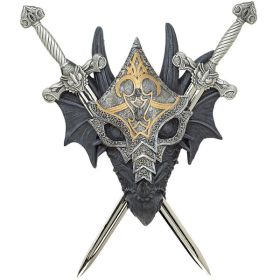 Dragon Crest Masked Dragon Double-Sword Wall Crest