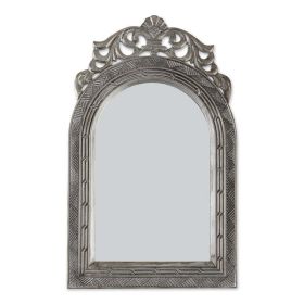 Accent Plus Wood Antique-Look Arch-Top Wall Mirror - Silver