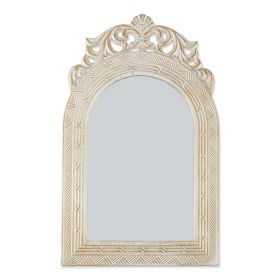 Accent Plus Wood Antique-Look Arch-Top Wall Mirror - Ivory