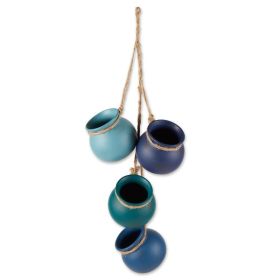 Accent Plus Dangling Pots Decor in Blue Tones