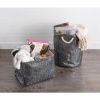DII Black and Silver Woven Paper Bin with Rope Handles - 9 inches