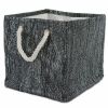 DII Black and Silver Woven Paper Bin with Rope Handles - 11 inches