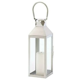 Accent Plus Stainless Steel Triangles Lantern - 15 inches