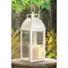 Accent Plus Ivory Distressed Metal Candle Lantern - 12.5 inches