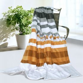 Onitiva - [Stripes - City Elf] Soft Coral Fleece Patchwork Throw Blanket (59 by 78.7 inches)
