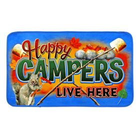 Happy Campers Live Here Squirrel Roasting Campfire Marshmallows RV Motorhome Camping Welcome Door...