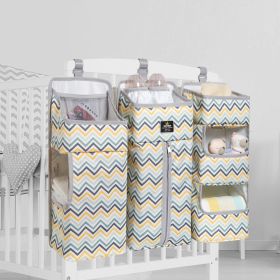 Sunveno Baby Storage Organizer Crib Hanging Storage Bag Caddy Organizer for Baby Essentials Bedding Set Diaper Storage Bag (Color: yellow wave)