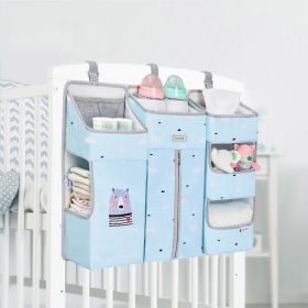 Sunveno Baby Storage Organizer Crib Hanging Storage Bag Caddy Organizer for Baby Essentials Bedding Set Diaper Storage Bag (Color: Blue)