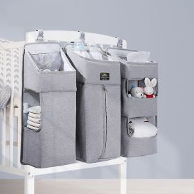 Sunveno Baby Storage Organizer Crib Hanging Storage Bag Caddy Organizer for Baby Essentials Bedding Set Diaper Storage Bag (Color: gray)